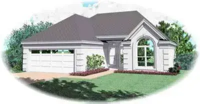 European house plans 6-222 - front exterior, 1,320 sq ft, 3 bed, 2 bath house plans | Monster House Plans