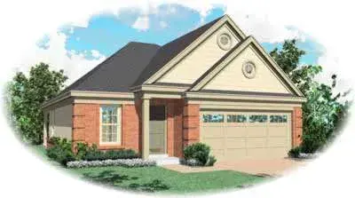 European house plans 6-233 - front exterior, 1,335 sq ft, 3 bed, 2 bath house plans | Monster House Plans