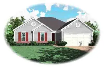 Ranch house plans 6-237 - front exterior, 1,384 sq ft, 3 bed, 2 bath house plans | Monster House Plans