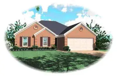 European house plans 6-238 - front exterior, 1,384 sq ft, 3 bed, 2 bath house plans | Monster House Plans