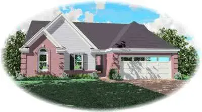Traditional house plans 6-239 - front exterior, 1,329 sq ft, 3 bed, 2 bath house plans | Monster House Plans