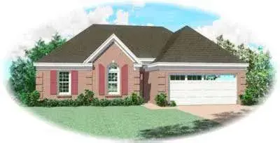 European house plans 6-240 - front exterior, 1,362 sq ft, 3 bed, 2 bath house plans | Monster House Plans