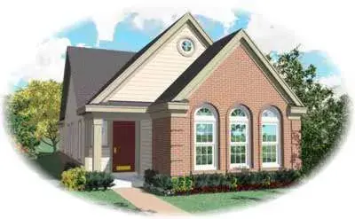 European house plans 6-245 - front exterior, 1,336 sq ft, 3 bed, 2 bath house plans | Monster House Plans