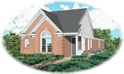 European house plans 6-250 - front exterior, 1,307 sq ft, 3 bed, 2 bath house plans | Monster House Plans