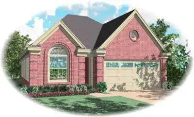 European house plans 6-251 - front exterior, 1,382 sq ft, 3 bed, 2 bath house plans | Monster House Plans
