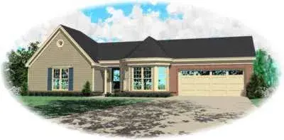 Ranch house plans 6-253 - front exterior, 1,364 sq ft, 3 bed, 2 bath house plans | Monster House Plans