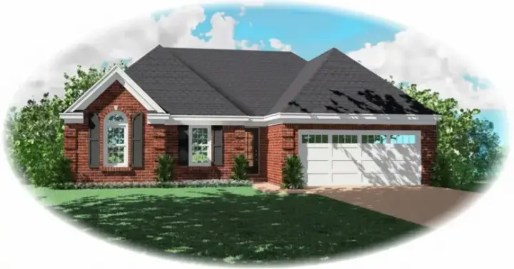 Traditional house plans 6-310 - front exterior, 1,467 sq ft, 3 bed, 2 bath house plans | Monster House Plans