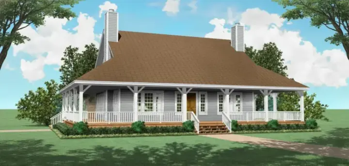 Country house plans 6-314 - front exterior, 2,200 sq ft, 3 bed, 2 bath house plans | Monster House Plans
