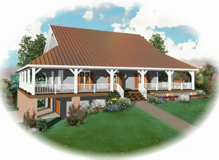 Country house plans 6-323 - front exterior, 2,400 sq ft, 3 bed, 2 bath house plans | Monster House Plans