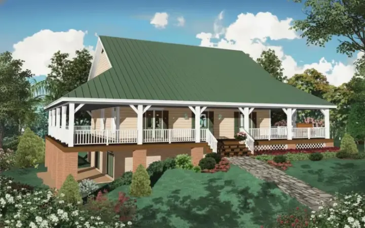 Country house plans 6-325 - front exterior, 2,400 sq ft, 3 bed, 2 bath house plans | Monster House Plans