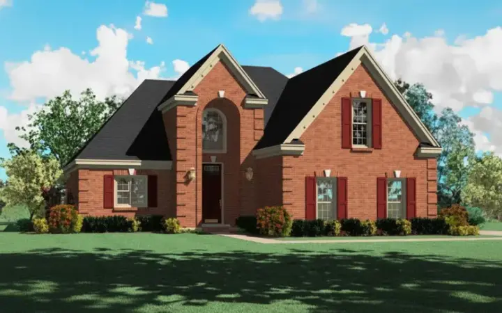 European house plans 6-334 - front exterior, 1,902 sq ft, 3 bed, 2 bath house plans | Monster House Plans