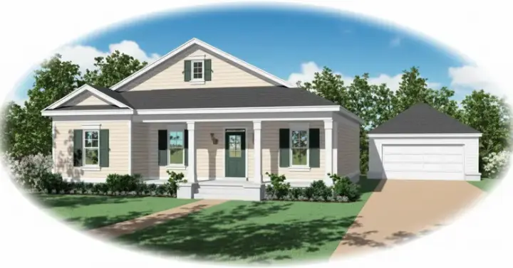 Country house plans 6-338 - front exterior, 1,437 sq ft, 3 bed, 2 bath house plans | Monster House Plans