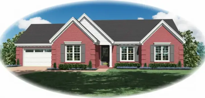 Traditional house plans 6-340 - front exterior, 1,447 sq ft, 3 bed, 2 bath house plans | Monster House Plans