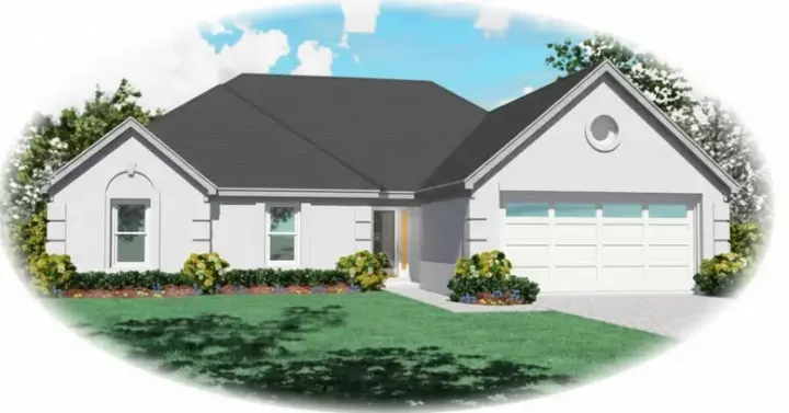 Traditional house plans 6-343 - front exterior, 1,432 sq ft, 3 bed, 2 bath house plans | Monster House Plans