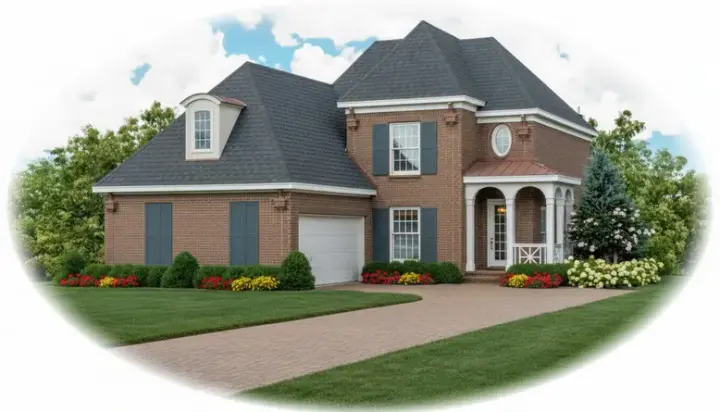 European house plans 6-355 - front exterior, 2,533 sq ft, 4 bed, 2 bath house plans | Monster House Plans