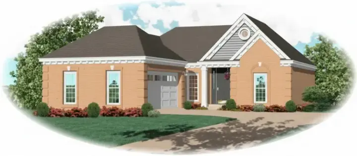 Traditional house plans 6-379 - front exterior, 1,448 sq ft, 2 bed, 2 bath house plans | Monster House Plans
