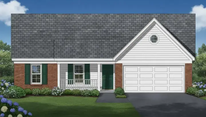 Ranch house plans 6-390 - front exterior, 1,551 sq ft, 3 bed, 2 bath house plans | Monster House Plans
