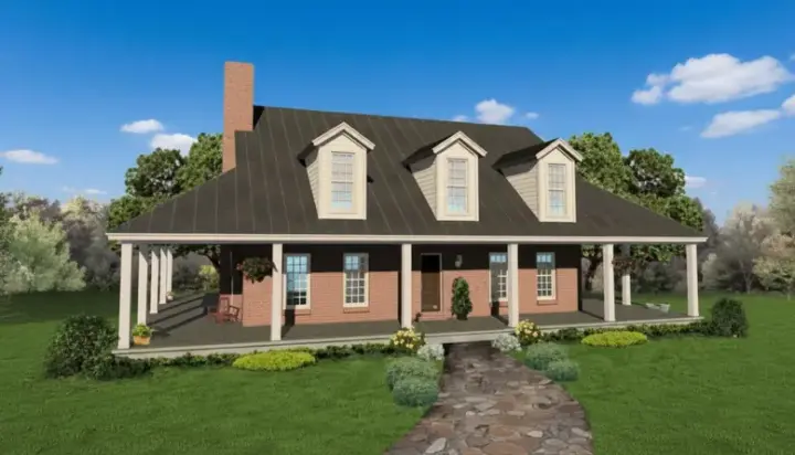 Farmhouse house plans 6-391 - front exterior, 2,892 sq ft, 3 bed, 3 bath house plans | Monster House Plans