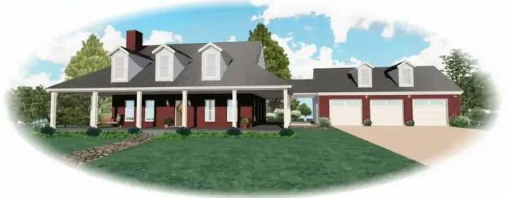 Farmhouse house plans 6-392 - front exterior, 4,422 sq ft, 3 bed, 3 bath house plans | Monster House Plans