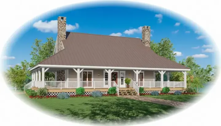 Farmhouse house plans 6-397 - front exterior, 2,417 sq ft, 3 bed, 2 bath house plans | Monster House Plans