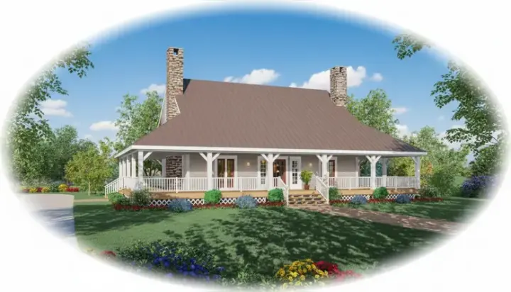 Farmhouse house plans 6-398 - front exterior, 2,430 sq ft, 3 bed, 2 bath house plans | Monster House Plans
