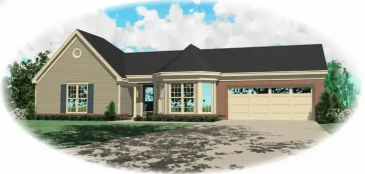 Traditional house plans 6-408 - front exterior, 1,515 sq ft, 3 bed, 2 bath house plans | Monster House Plans