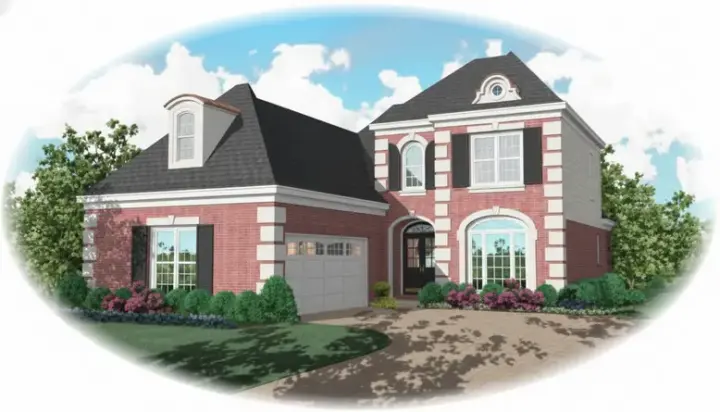 European house plans 6-409 - front exterior, 2,147 sq ft, 3 bed, 2 bath house plans | Monster House Plans