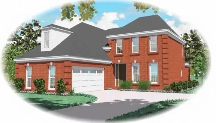 European house plans 6-411 - front exterior, 2,457 sq ft, 3 bed, 2 bath house plans | Monster House Plans