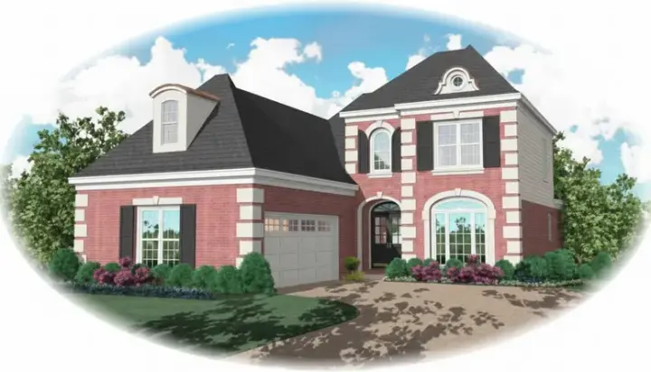 European house plans 6-412 - front exterior, 2,478 sq ft, 3 bed, 2 bath house plans | Monster House Plans