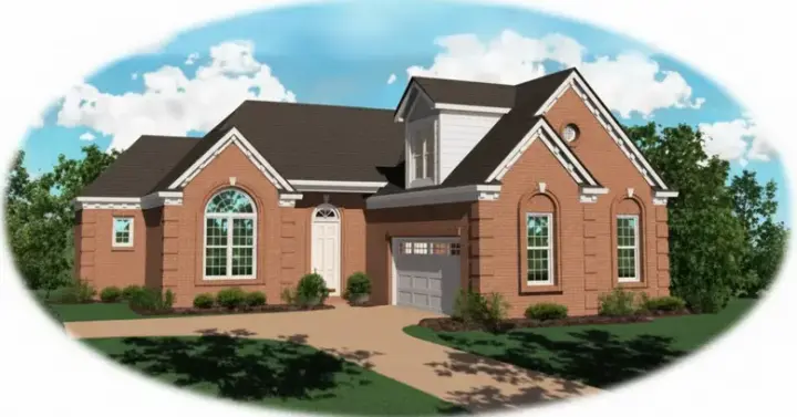 Traditional house plans 6-419 - front exterior, 1,562 sq ft, 2 bed, 2 bath house plans | Monster House Plans