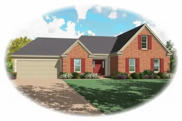 Traditional house plans 6-429 - front exterior, 1,609 sq ft, 3 bed, 2 bath house plans | Monster House Plans