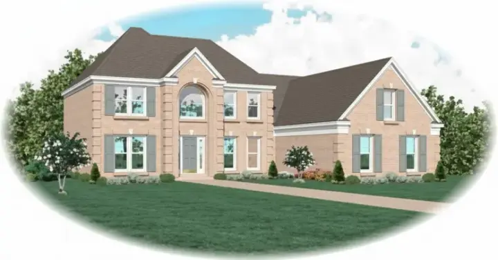 European house plans 6-454 - front exterior, 3,094 sq ft, 4 bed, 2 bath house plans | Monster House Plans