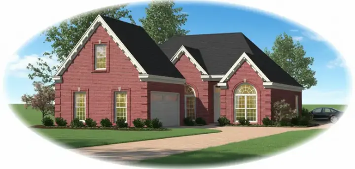 European house plans 6-467 - front exterior, 1,650 sq ft, 2 bed, 2 bath house plans | Monster House Plans