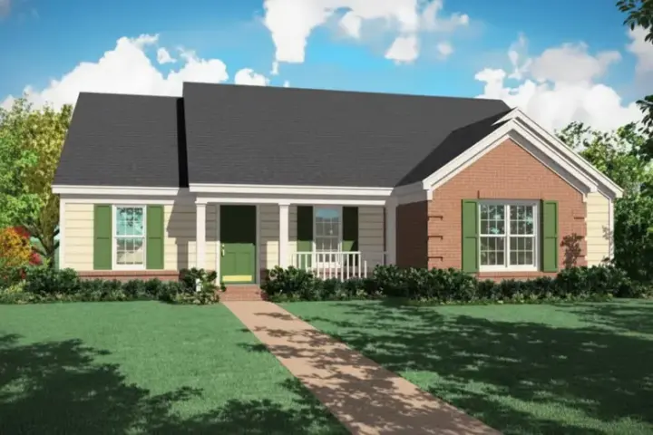 Country house plans 6-480 - front exterior, 1,652 sq ft, 4 bed, 2 bath house plans | Monster House Plans
