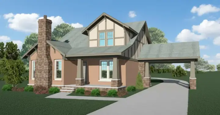 Craftsman house plans 6-490 - front exterior, 2,514 sq ft, 3 bed, 2 bath house plans | Monster House Plans
