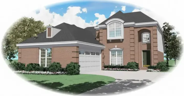 European house plans 6-509 - front exterior, 2,134 sq ft, 4 bed, 3 bath house plans | Monster House Plans
