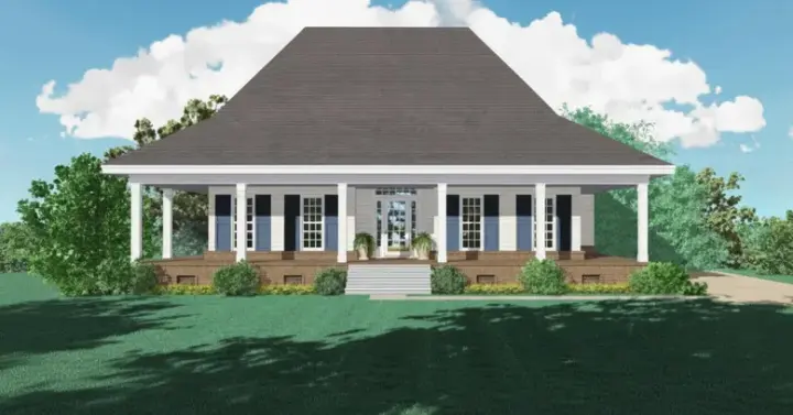 Country house plans 6-532 - front exterior, 1,670 sq ft, 3 bed, 2 bath house plans | Monster House Plans