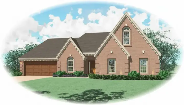 European house plans 6-562 - front exterior, 1,794 sq ft, 3 bed, 2 bath house plans | Monster House Plans