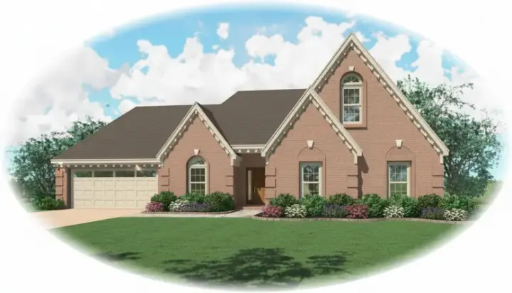 European house plans 6-568 - front exterior, 1,783 sq ft, 3 bed, 2 bath house plans | Monster House Plans