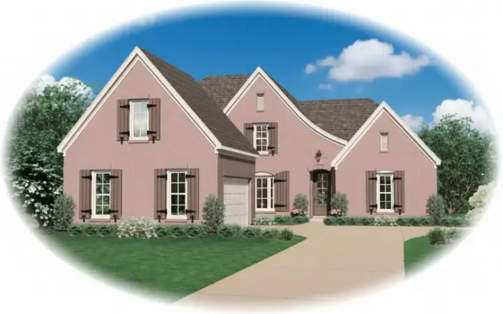 French Country house plans 6-717 - front exterior, 2,887 sq ft, 4 bed, 2 bath house plans | Monster House Plans