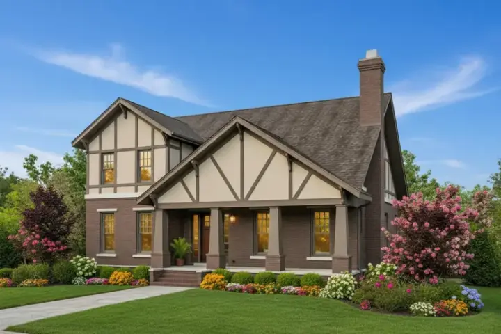 Tudor house plans 6-868 - front exterior, 3,212 sq ft, 3 bed, 2 bath house plans | Monster House Plans