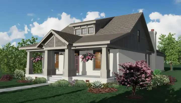Bungalow house plans 6-907 - front exterior, 2,217 sq ft, 3 bed, 2 bath house plans | Monster House Plans