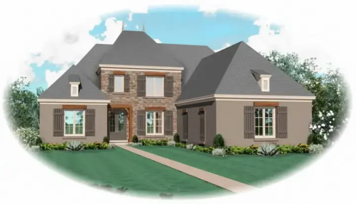 European house plans 6-976 - front exterior, 4,008 sq ft, 5 bed, 4 bath house plans | Monster House Plans