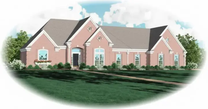European house plans 6-984 - front exterior, 2,343 sq ft, 4 bed, 3 bath house plans | Monster House Plans