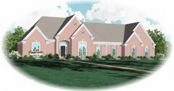 European house plans 6-985 - front exterior, 2,664 sq ft, 4 bed, 3 bath house plans | Monster House Plans