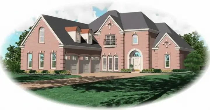 European house plans 6-989 - front exterior, 3,397 sq ft, 3 bed, 3 bath house plans | Monster House Plans