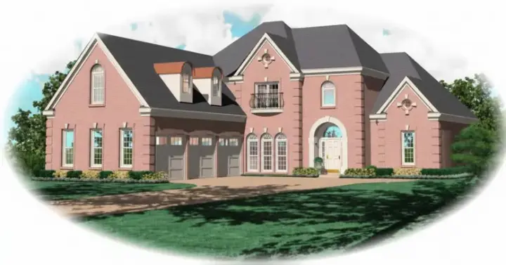 European house plans 6-990 - front exterior, 3,891 sq ft, 3 bed, 4 bath house plans | Monster House Plans