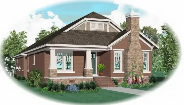 Bungalow house plans 6-999 - front exterior, 2,348 sq ft, 2 bed, 2 bath house plans | Monster House Plans