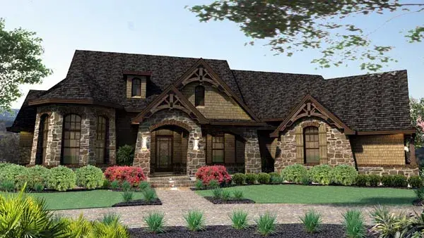 Craftsman house plans 61-103 - front exterior, 2,595 sq ft, 4 bed, 2 bath house plans | Monster House Plans