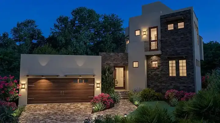 Modern house plans 61-105 - front exterior, 2,562 sq ft, 4 bed, 3 bath house plans | Monster House Plans